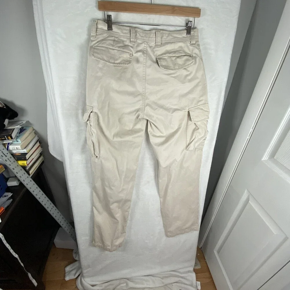 Polo Ralph Lauren Cargo Pants Mens FITS 33x34 Beige Army Military Workwear
